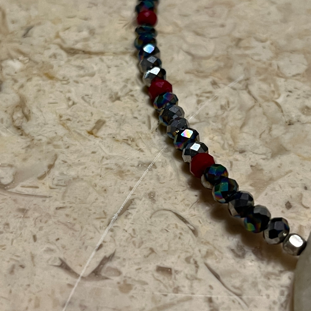 Handmade Beaded Necklace with Large Crystal