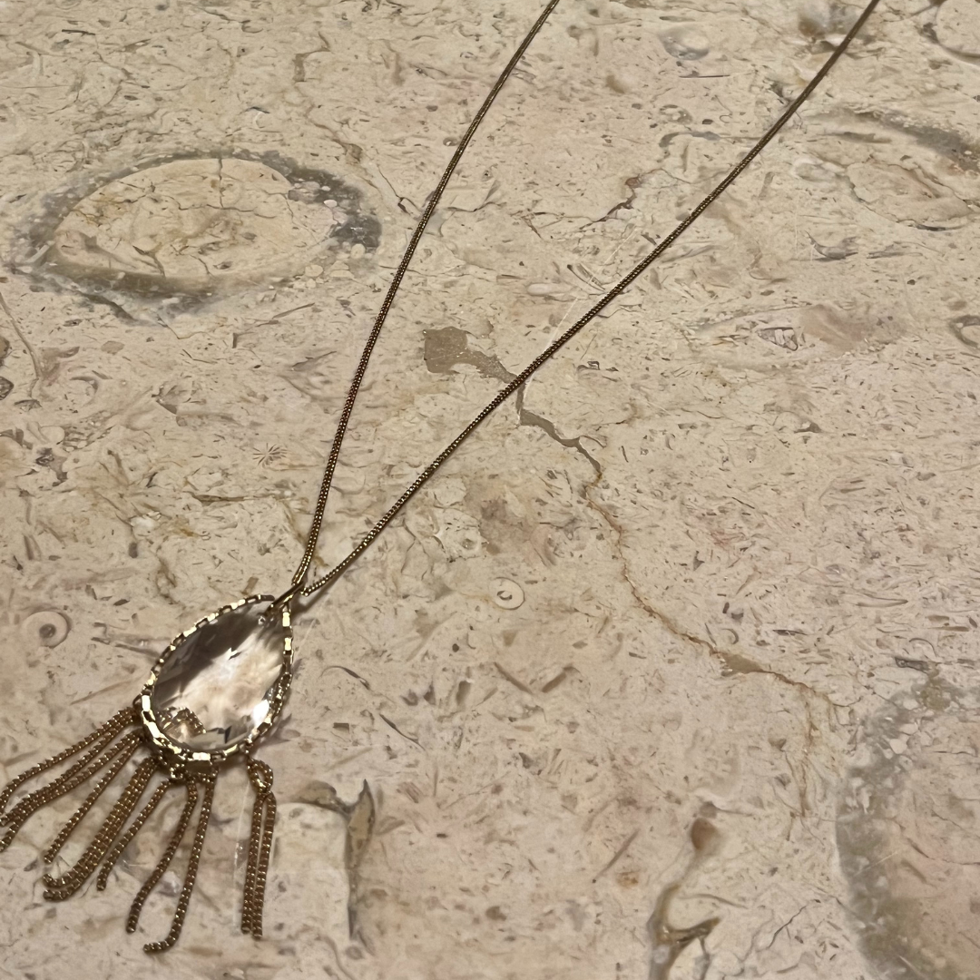 Prism Drop Necklace with Chain Tassels