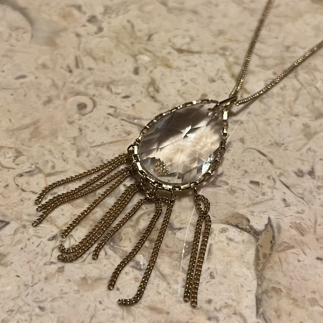 Prism Drop Necklace with Chain Tassels