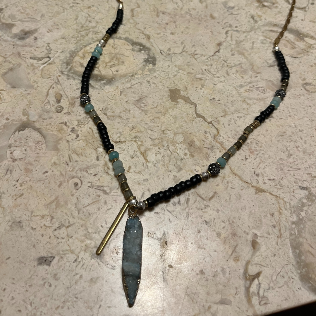 Stella and Dot Extra Long Druzy Beaded Necklace